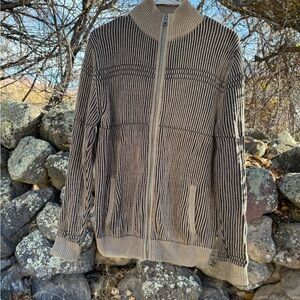 Striped Zip-Up Cardigan